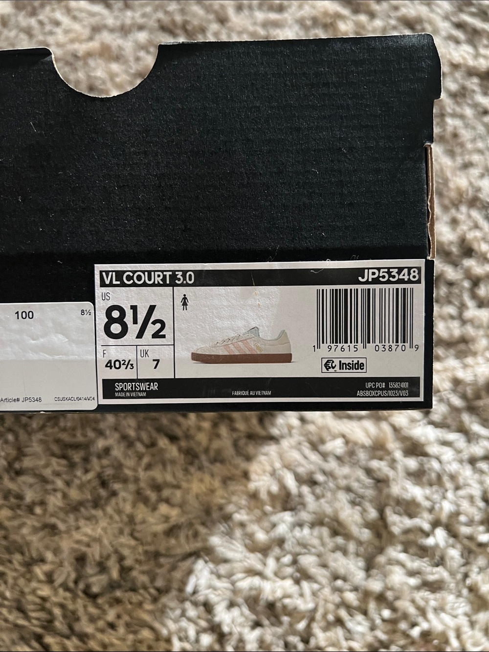 adidas Cream Sneakers with Peach Stripes and Gum Sole - Picture 4 of 4